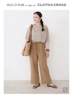 ハグオーワー CLOTH&CROSS裾フリンジカーブデニム バルーンデニム