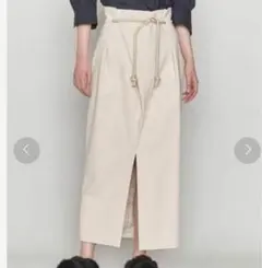 大きいサイズ 23区 コットンリネンIラインスカート(自由区ICB