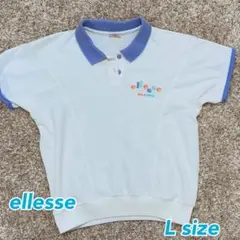 ellesse Lサイズ ポロシャツ ホワイト/ブルー　ゴルフ　テニスウェア