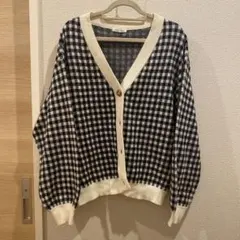チェック柄ニットカーディガン