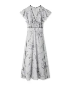 FRAY I.D サテンパイピングプリントシフォンワンピース 00サイズ