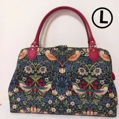 ハンドメイドバッグL(ストロベリーシーフ)青地