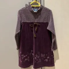 KENZO 紫ストライプ 花柄刺繍 ワンピース 100のサムネイル