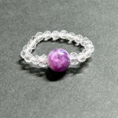 BR535 天然石 パワーストーン ビーズリング レピドライトシリカ 天然水晶