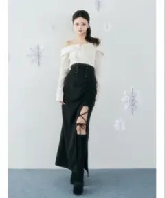 ダーリッチ スリットコルセットロングスカート 黒 フリーサイズのサムネイル
