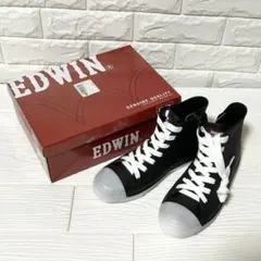 未使用 EDWIN ハイカット レインシューズ スニーカー ブラック M 箱付のサムネイル