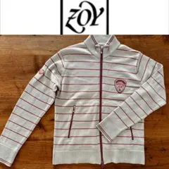 美品☆大特価☆オシャレ【Zoy】ゾーイストライプ ジップアップセーター L