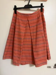 【iiMK】ボックスプリーツフレアスカート★オレンジピンク★膝丈★サイズM