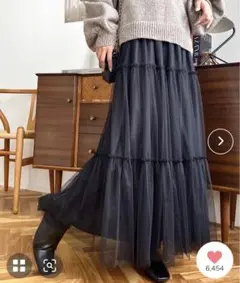 新品！moment+⭐︎チュールロングスカート黒