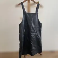 レザー ジャンバースカート 黒