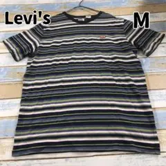 リーバイス 半袖 Ｔシャツ マルチカラー ボーダー 紺色 刺繍ロゴ【う257】のサムネイル