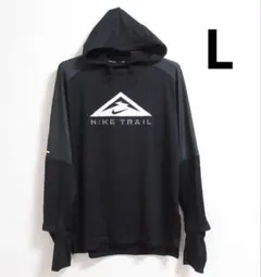 L 黒 ブラック ナイキ トレイル 長袖 シャツ フード パーカー