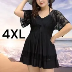 水着 レディース ワンピース セパレート 韓国 体型カバー 人気 黒 4XLのサムネイル