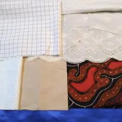 生地　エスニック柄・白地。レース等　6種　No.90174