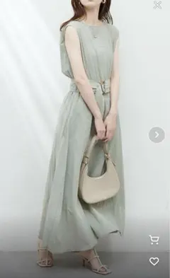 natural couture ノースリーブ ワンピース ベルト ポケット 付き