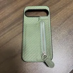 緑色ジッパー付きスマホケース