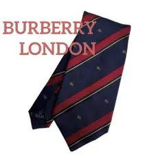 BURBERRY ネクタイ シルク ホースロゴイタリア製 ネイビー レッド