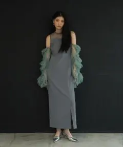 現行】定価2万円✨️ANDRESD ディタッチドスリーブドレス M グレー