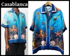 クリーニング済 サンプル 23SS カサブランカ 海中 総柄 シルク シャツ Mのサムネイル