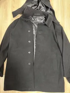 GU フード付き ブラックウールコート