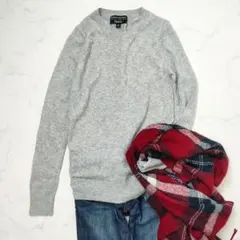 バナナリパブリック カシミヤ混 洗えるイタリア ウール ニットセーターXSグレー