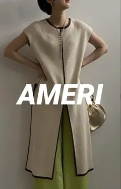 美品　AMERI COLOR COMBINATION LONG KNIT TOP