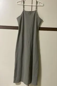 キャミワンピース スリット入り サロペット ライトグリーン カーキー