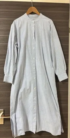 無印良品　洗いざらしオックススタンドカラーワンピース　M