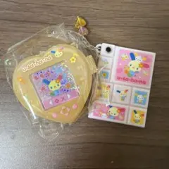 サンリオ 平成女児 ウサハナ　ミニゲーム機風チャーム　タイルシールミラー