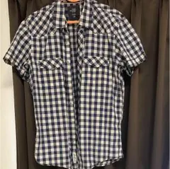 H&M 青チェック柄シャツ