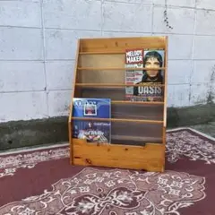古家具ビンテージ品◾️木製マガジンラック 本立て 絵本立て シェルフ