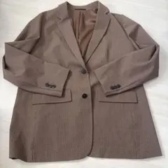 ブラウンチェック テーラードジャケット XXL