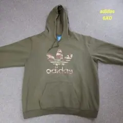 adidas オリーブ 　カモフラージュパーカー　大きいサイズ　6XO