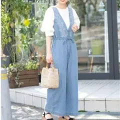 URBAN RESEARCH Sonny Label クロスデニム刺繍サロペット