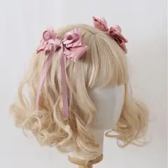 レディース　ヘアアクセサリー　ヘアクリップ2点セット　ピンク