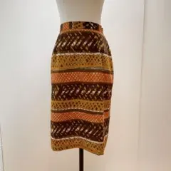 良品 貴重　昭和レトロ　レナウン　幾何学模様　タイトスカート　裏地付き
