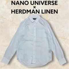 美品 HERDMAN LINEN ナノユニバース リネンシャツ S ペールブルー