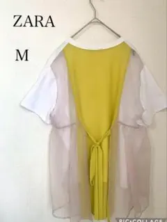 【美品✨️】ZARAザラオーガンジーバックリボンシースルーTシャツ