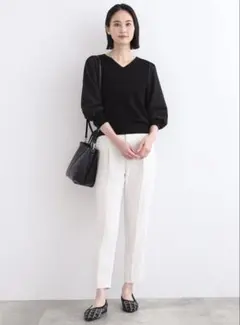 美品 INDIVI 袖コンシャス Vネックニット 38 M #洗えるのサムネイル