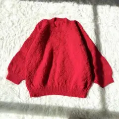 A146 プルオーバー　ニット　セーター　ぽわん袖　ボリューム袖　赤　差し色