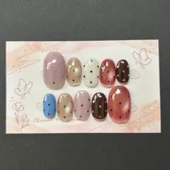 現品 カラフルドット　ニュアンス マグネット ショートオーバルネイルチップ