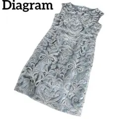 Diagram 刺繍 花柄ワンピース 総レース ブルー ドレス 上品 高級感