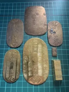佐渡小判 佐字一分判金 天保一分銀 嘉永一朱銀 正徳佐渡銭 レプリカ桐