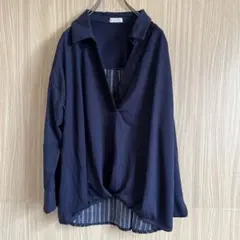 axes femme アクシーズファム シャツ レース ネイビー M