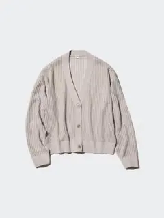 UNIQLO メッシュVネックショートカーディガン ライトグレー M