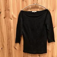 【プロポーションボディドレッシング】ニット　５分袖　毛100% ブラック　綺麗め