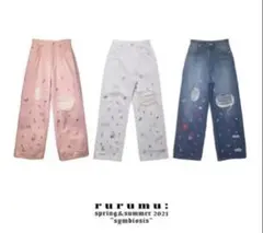rurumu: 2021SS ダメージ刺繍デニムパンツ 2026年最新】rurumu デニムの人気アイテム - メルカリ