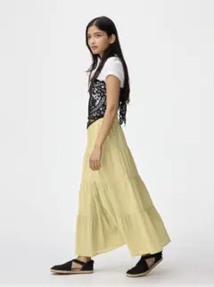 ジーユー GU ティアードマキシスカート 新品タグ付 イエロー