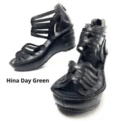 ヒナデイグリーン L表記 グラディエーターサンダル 本革 バックジップ 新品同様