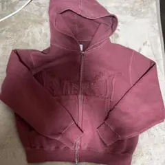 BlessU バーガンディ フルジッパーパーカー